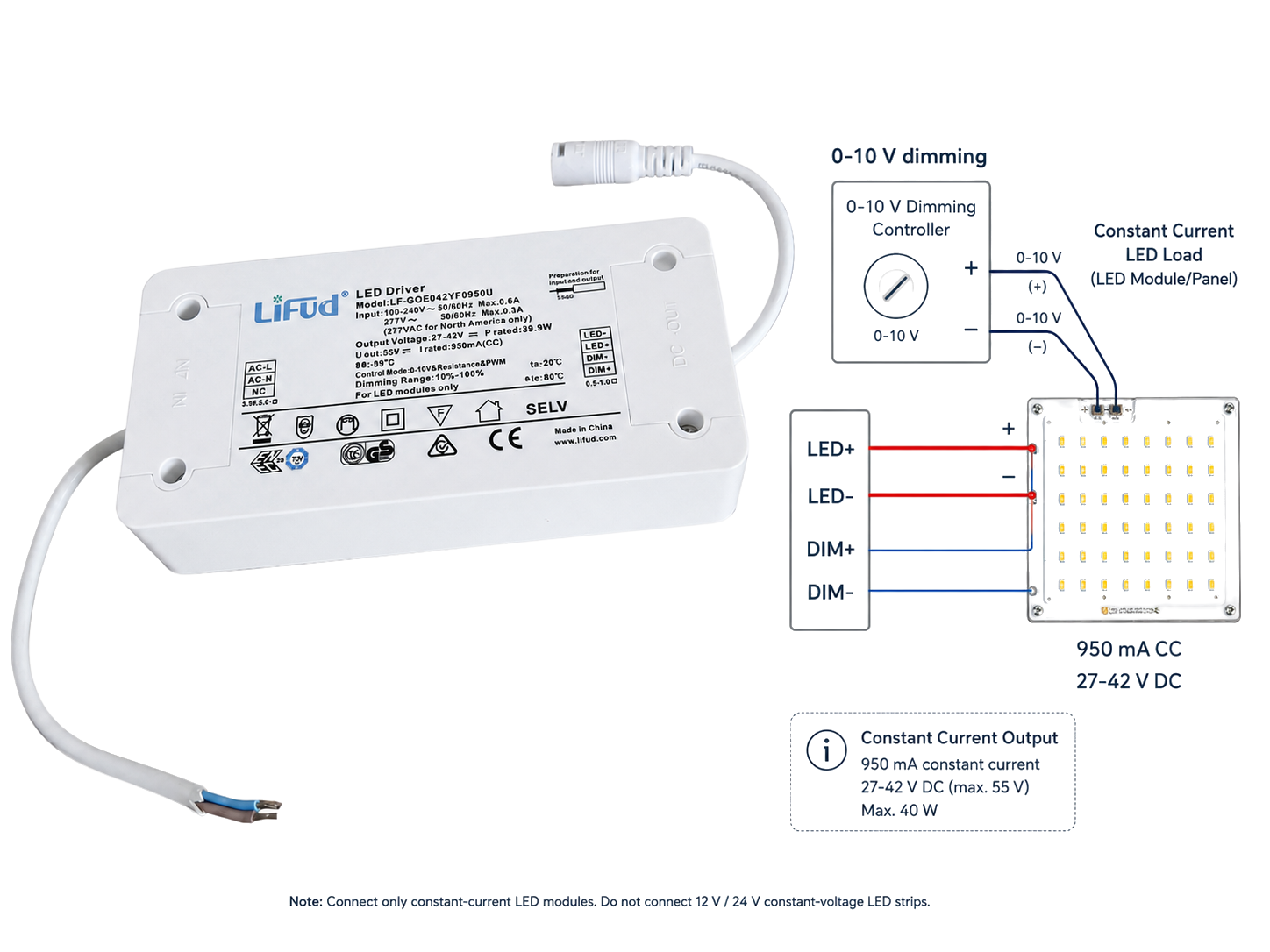 Schéma stmívání 0-10V u LED driveru